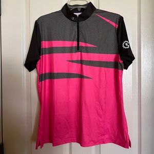 Gear Up Pink and Black Golf Polo Medium